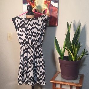 Black and white chevron patterned dress